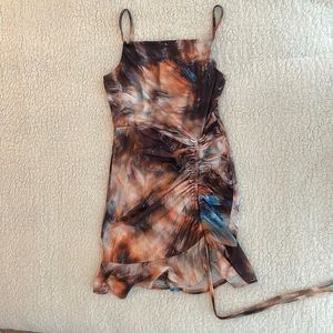 SHEIN multi-colored front tie knot ruched dress